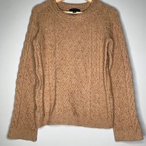 Ann Taylor Camel Fisherman Cable Knit Sweater